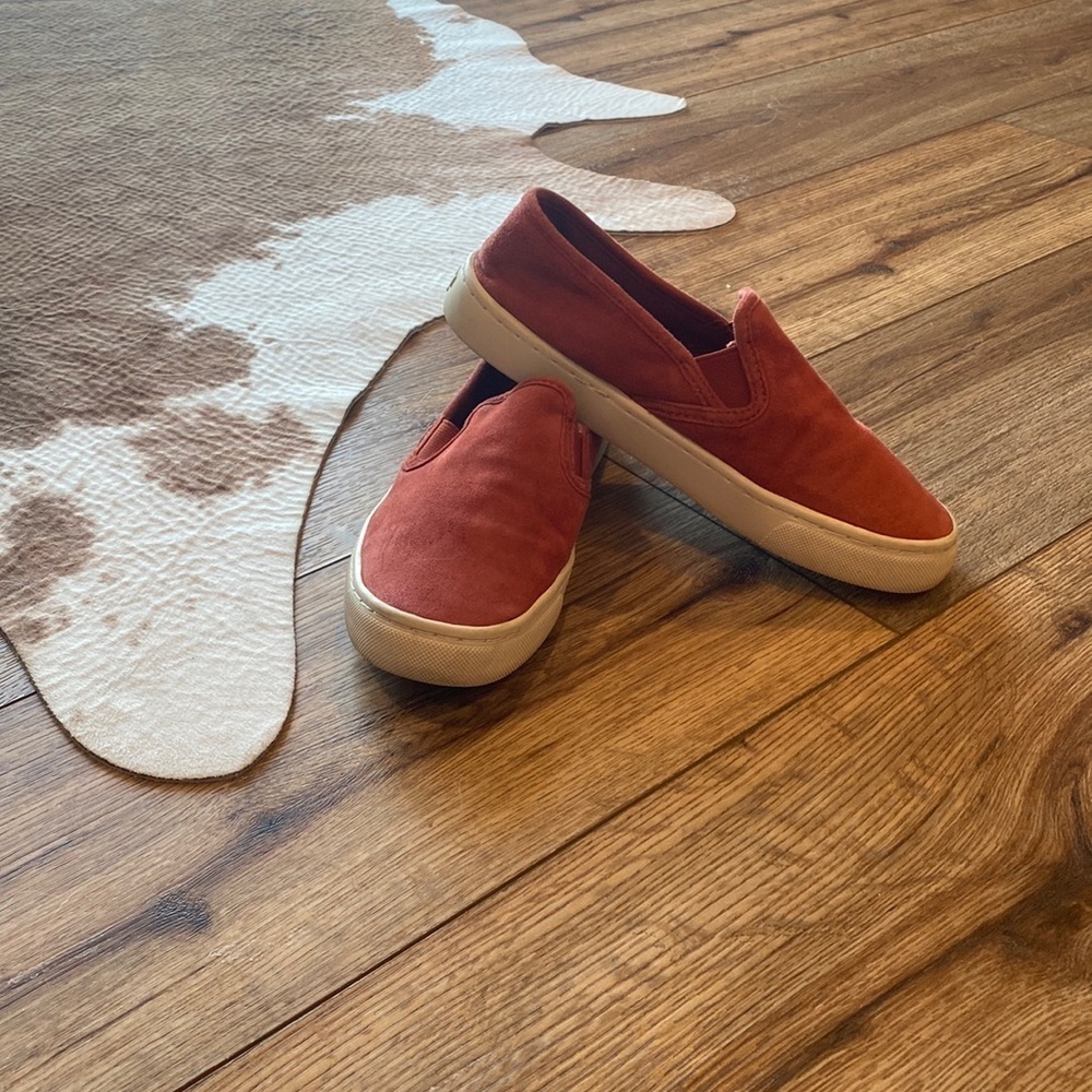 Tory Burch Jesse Slip-On Sneakers in a reddish-brown suede